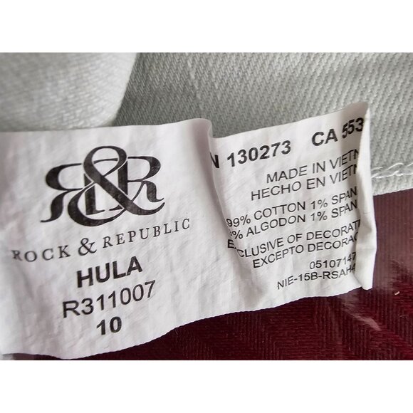 Rock & Republic Jean Cutoff Shorts W/Skull Embellishments Casual Festival - Picture 10 of 11